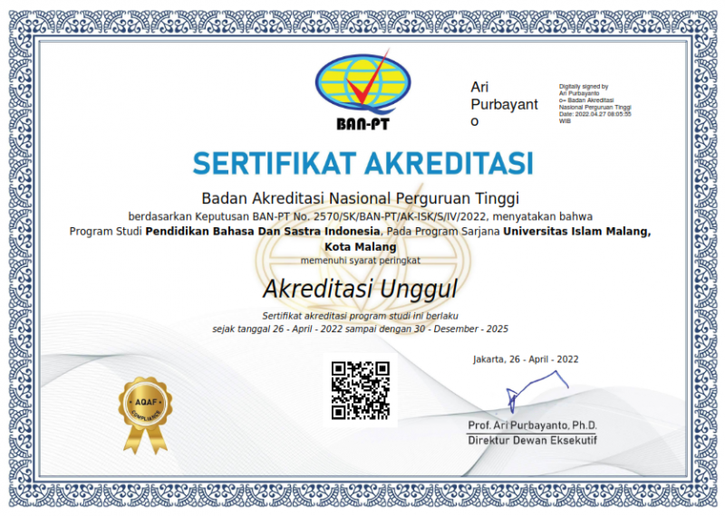 akreditasi pendidikan bahasa dan sastra indonesia 2022